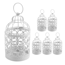 6 Pcs Candle Tea Light Holders Metal Hanging Hollow Birdcage Lantern