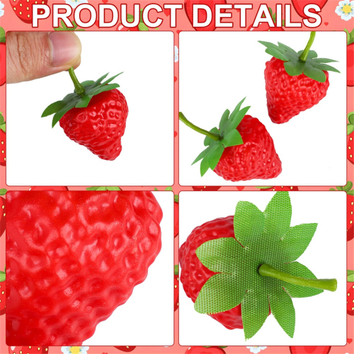100 PCS Artificial Red Strawberries Fake Plastic Strawberry Decor 2