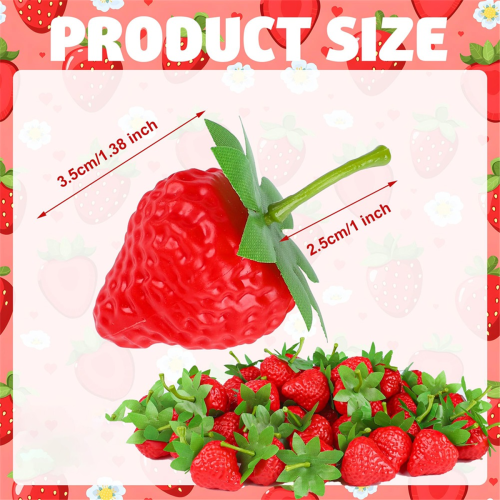 100 PCS Artificial Red Strawberries Fake Plastic Strawberry Decor 1