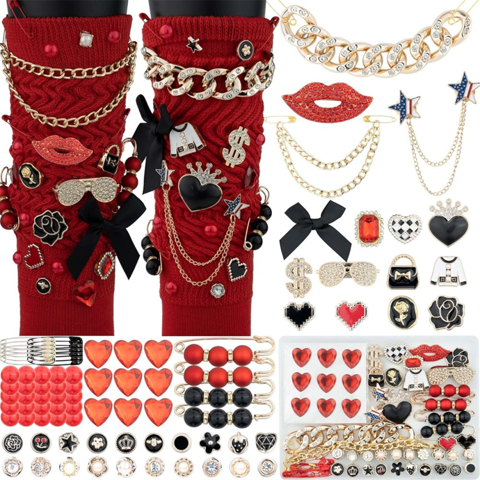 Kit de 85 breloques Junk Socks, pour chaussettes, broches et épingles avec chaînes
