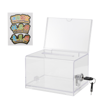 1 Packung Acryl-Spendenbox mit Schloss, transparente Wahlurne