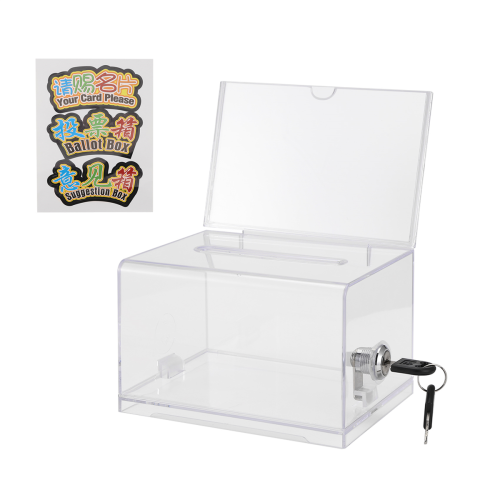 1 Packung Acryl-Spendenbox mit Schloss, transparente Wahlurne