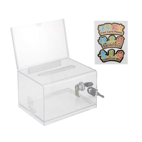 1 Packung Acryl-Spendenbox mit Schloss, transparente Wahlurne 1