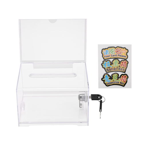 1 Packung Acryl-Spendenbox mit Schloss, transparente Wahlurne 2