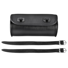 Motorcycle Fork Bag PU Handlebar Tool Pouch with 2 Straps, Universal