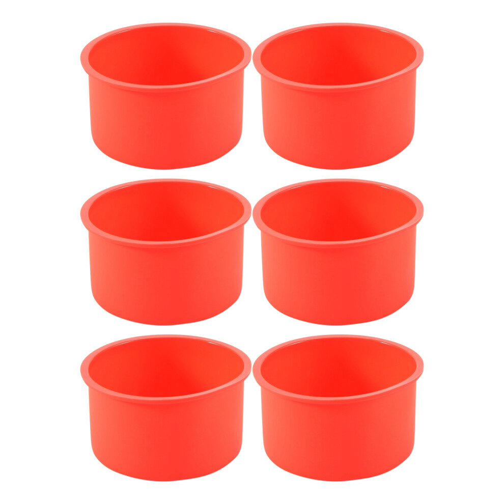 4 Inch Baking Pan Silicone Baking Mold Bakeware Pan Red, Set of 6