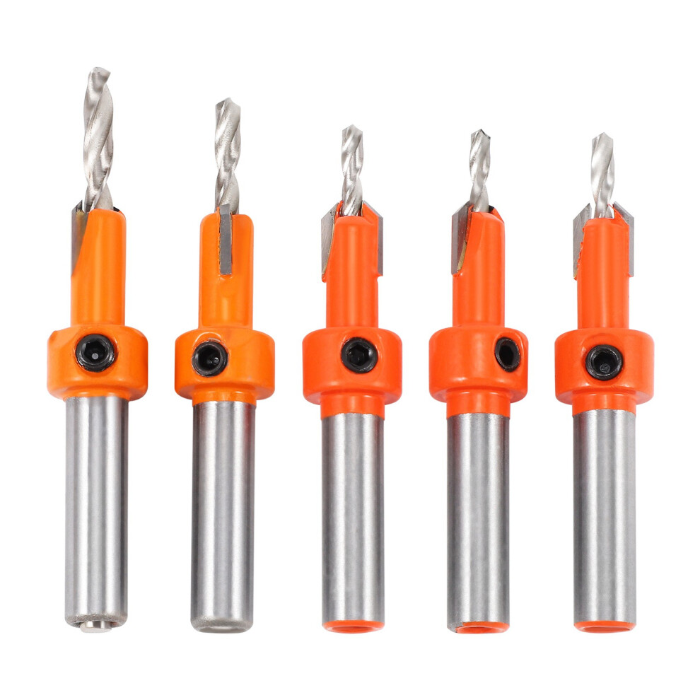 Markenlos 5Pcs Wood Hole Drill Bit,8Mm Shank Countersink Drill Bit Router Bit