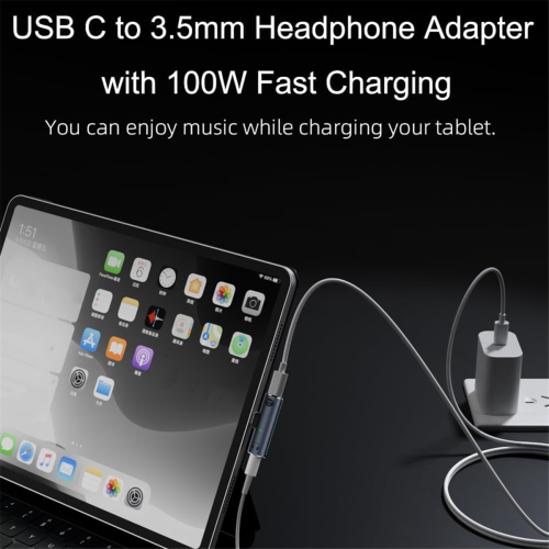 USB C to Audio Jack Adapter with 100W Fast Charging,A 1