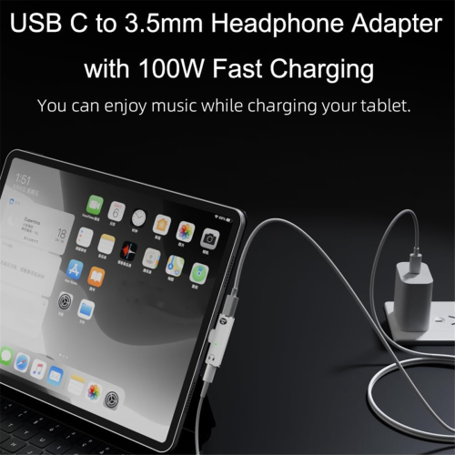 USB C to Audio Jack Adapter with 100W Fast Charging,B 2