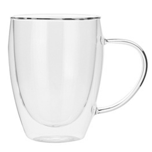 Caneca de vidro com parede dupla transparente para café, leite e água 350ml