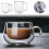 Caneca de vidro com parede dupla transparente para café, leite e água 350ml 4