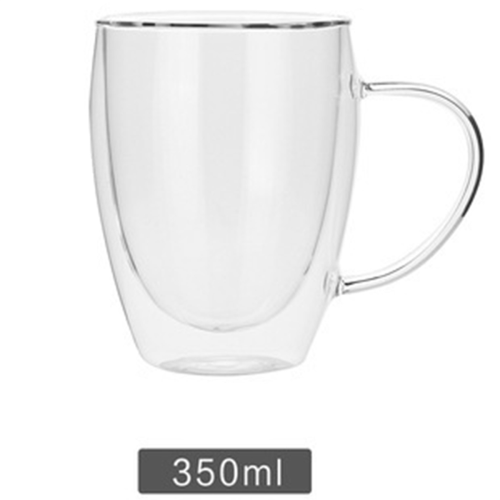 Caneca de vidro com parede dupla transparente para café, leite e água 350ml 1