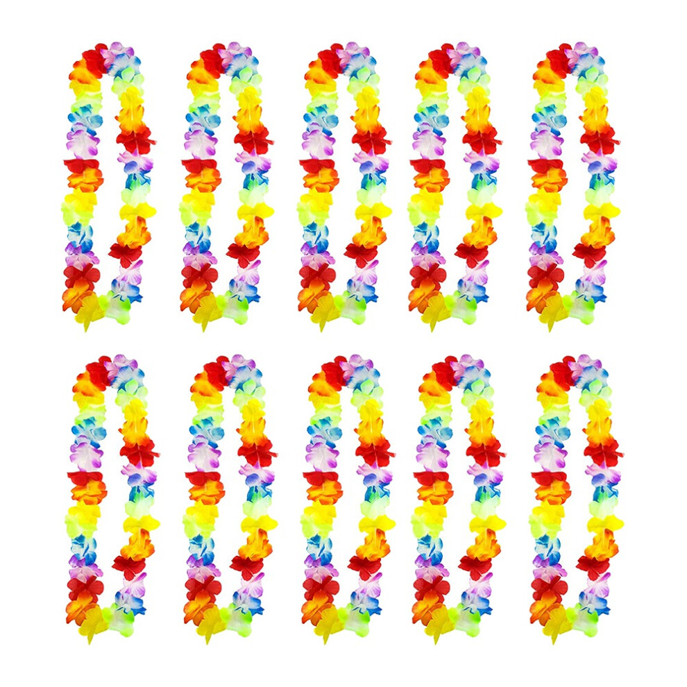 10 Stuks Hawaiiaanse Leis Bloemenkettingen Tropische Bloemenketting Perfect-image