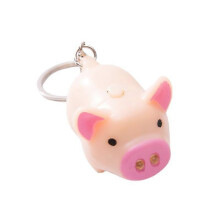 Dww-2 pices (couleur chair) porte-cls animal phosphorescent - porte-cls LED cochon mignon - pendentif cl dessin anim - avec son de torche - porte-cls