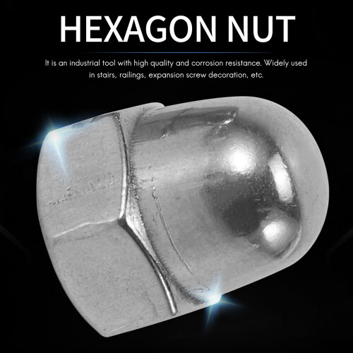 M6 Thread Dia Dome Head 304 Stainless Steel Cap Hex Nuts 20Pcs 2
