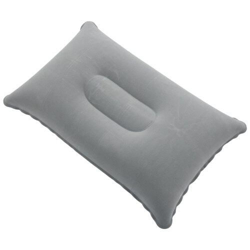 Folding Air Inflatable Pillow Sided Flocking Cushion Light Grey 1