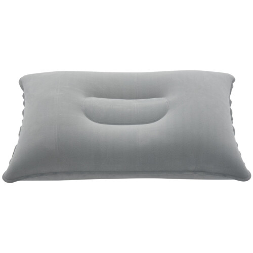 Folding Air Inflatable Pillow Sided Flocking Cushion Light Grey