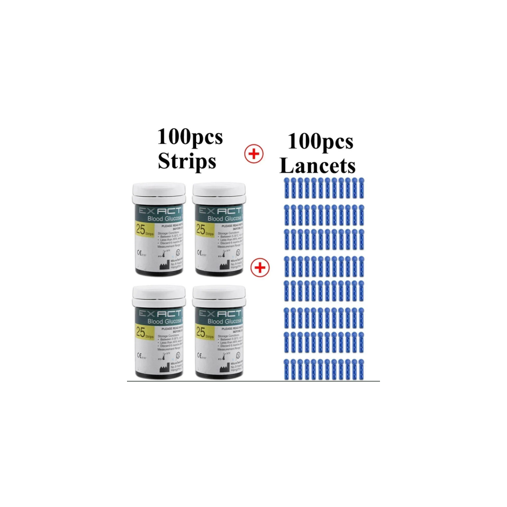 100x Blood Glucose Test Strips for Exactive EQ Impulse Blood Glucose Monitor