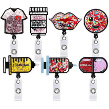 Dww-7pcs creux sable mouvant Easy pull snap Cartoon smiley aiguille tube rtractable rotation Easy pull badge rouleau