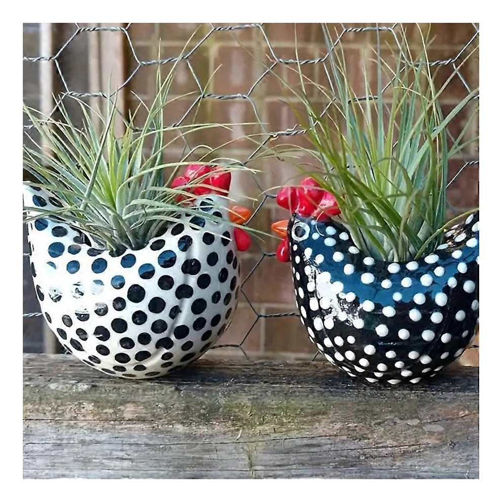 (As show, One size) Funny chick flower pot decoration, polka dot chicken flower pot, farm table decoration, artificial indoor and outdoor garden flowe-image-OPC-PHKJND2-NEW