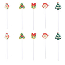 (style5061, One size) (NEWPATTERN)10 Pieces Christmas Cake Topper Christmas Party Resin Cake Topper Decorations Cupcake Topper Wrappers Santa Claus Snowman Reindeer Christm