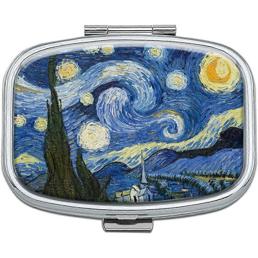 Kikidex (As Show, One Size) Pill Box 2 Compartment Medicine Pill Case,Portable Pill Box For Pocket Or Purse Pill Box Decorative Metal Medicine Vitamin Organiz