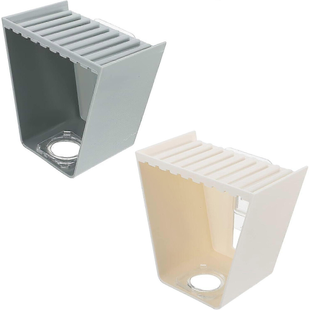 (As show, One size) Wall- mounted Storage Racks Bathroom Shower Gel Hooks Shampoo Holder, Storage& Organisation Shelves for Home(2Pcs-White and Grey)-image-OPC-PHKJNSY-NEW