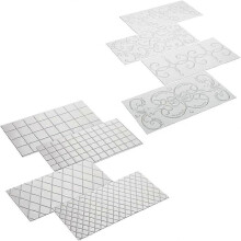 (As show, One size) Texture Mat Grid Transparent Fondant Impression Mat Cake Border Decorating Tool Cake Mold Cake Mould Bakeware Baking Tools(8 Pieces )
