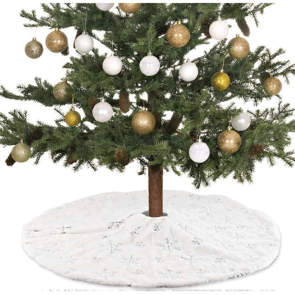 (style3830, One size) (NEWPATTERN)Weihnachtsbaum Rock 30.7 Zoll, Runde Form Christbaumdecke, Schneeflocke wei Plsch, fr Weihnachtsbaum Verzierung Bode-image-OPC-PHKJNYY-NEW