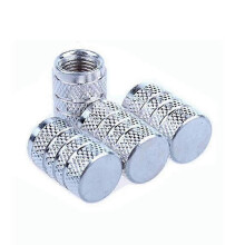 (As show, One size) 4pcs Knurling Style Tire Valve Cap Aluminum Silver Car Tire Valve Stems Cap Tire Wheel Stem Air Valve Cap Tire Valve Caps