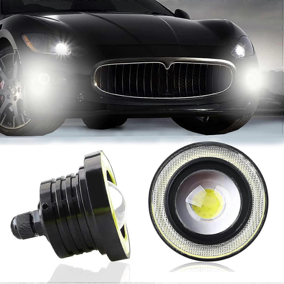 (As Show, One Size) 3.5In Car Cob Led Fog Lamp 12V 30W Head Driving Bulbs With Halo Ring Projector Angel Eye Halo For Moto Head Light/White 4631466862985