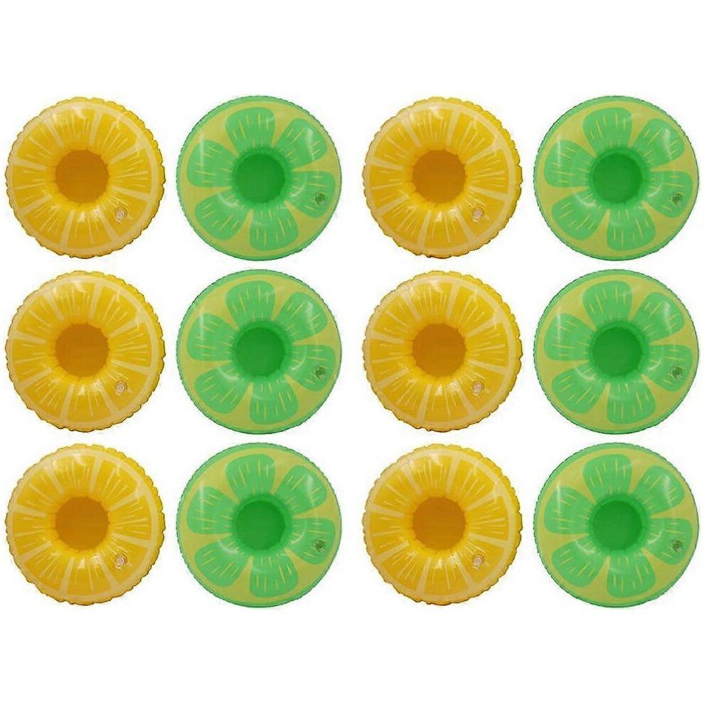 (As Show, One Size) 12Pcs Fruit Inflatable Drink Holder Lemon Shape Inflatable Pool Cup Holders Coasters For Pool Party Water Fun 4632131023946