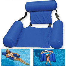 (As show, One size) Pool Inflatable Water Hammock, Foldable Floating Lounger Swimming Pool Floats Chair for Adults, Inflatable Floating Air Bed Beach Mat(no Foam)