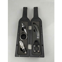 (As show, One size) Bottle Shaped Wine Accessory Case - Stainless Steel Black 7 x 7 x 33 CM