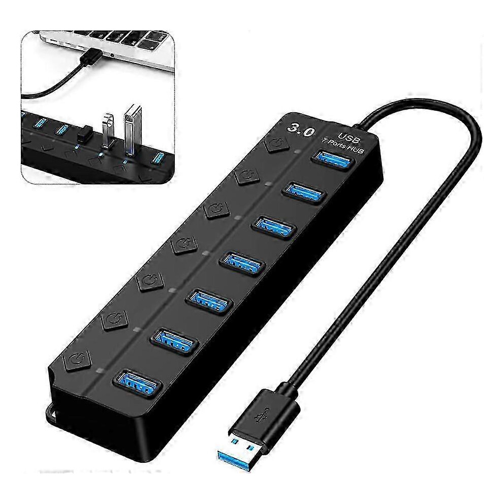 (As Show, One Size) Usb 3.0 Hub - Multi 7 Port Usb Power Strip With Independent Switch 4633396548991