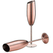 (As show, One size) Set of 2 Stainless Steel Champagne Wine Flutes Glasses Gold Unbreakable Shatterproof