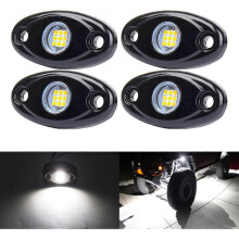 (As show, One size) White LED Rock Lights, 4 Pods Neon 12V Waterproof Underglow Underbody Kit Crawler Crawling Dome Exterior Wheel Lights for ATV RZR UTV SUV Off-Road Aut