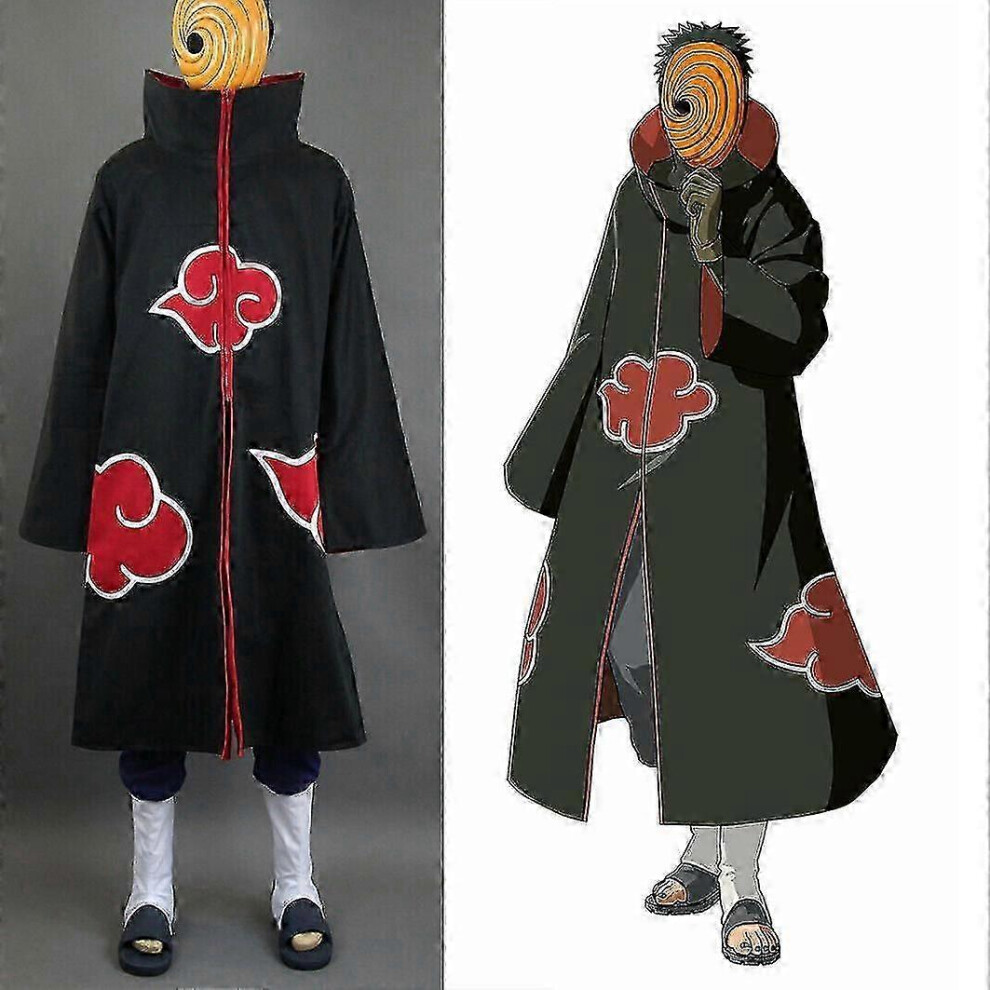 (M, One size) Naruto Akatsuki Tobi Uchiha Obito Robe Cloak Coat + Resin Mask Cosplay Costume0620