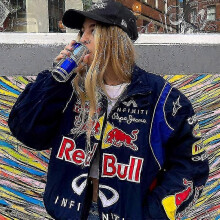 (M, One size) Retro Racing Bomber Jacket, Graphic Streetwear Style Y2K Apparel0620