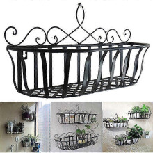 (As show, One size) Hanging Planter Rack Metal Wire Railing Flower Pots Holder Stand Decorative Art Wall Mounted Plants Basket for Home Bar0620