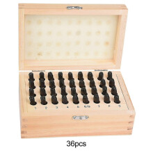 (As show, One size) 36pcs 5mm Steel Letter & Number Punch Set Alphabet Stamp Die Wooden Box Case