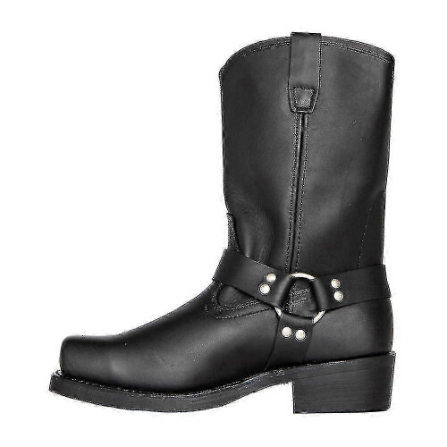(42, black) Men's Rev Up Harness Motorcycle Casual Boots Ankle Casual Harness Boot