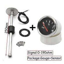 (As show, One size) 100-500mm Stainless Steel Marine Fuel Level Gauge Sensor Fit Boat Car Fuel Level Gauge Meter 0-190 Ohm With Red Backlight 9-32v