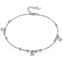 (As show, One size) Silver Star Women's Anklet Stainless Steel In Silver With Moving Stars And Balls
