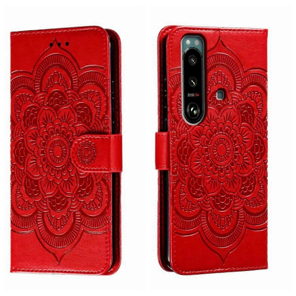 (For Sony Xperia 1 Iii, One Size) Sun Mandala Embossing Pattern Phone Leather Case0620 4633127174215