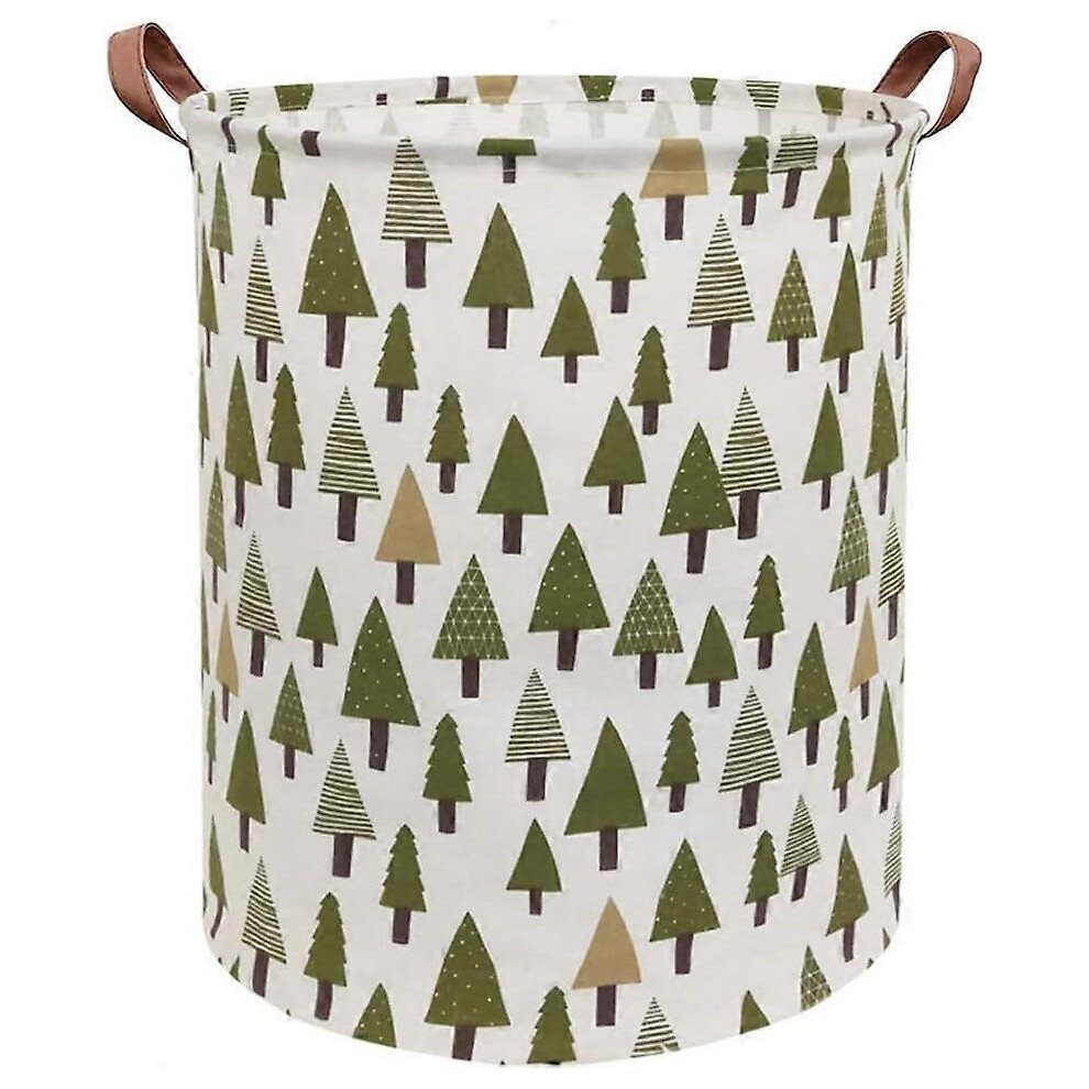 (As show, One size) Large Storage Bins,Canvas Fabric Laundry Basket Collapsible Storage Baskets for Home,Office,Toy Organizer,Home Decor (Tree)