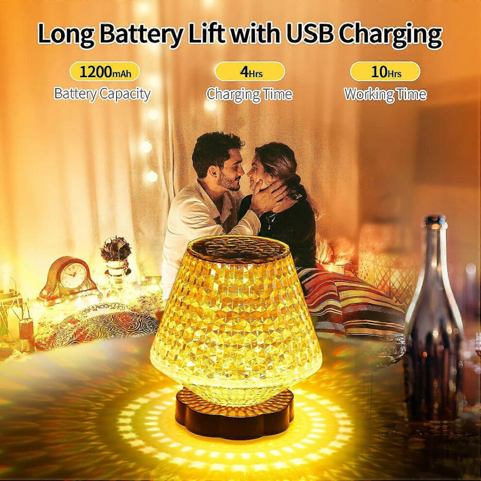 (As show, One size) Crystal Table Lamp 16 Colors with Touch Control Night Lights Wine Glass Rechargeable Romantic Date Lighting Decor for Christmas, H-image-OPC-PHKJTXD-NEW