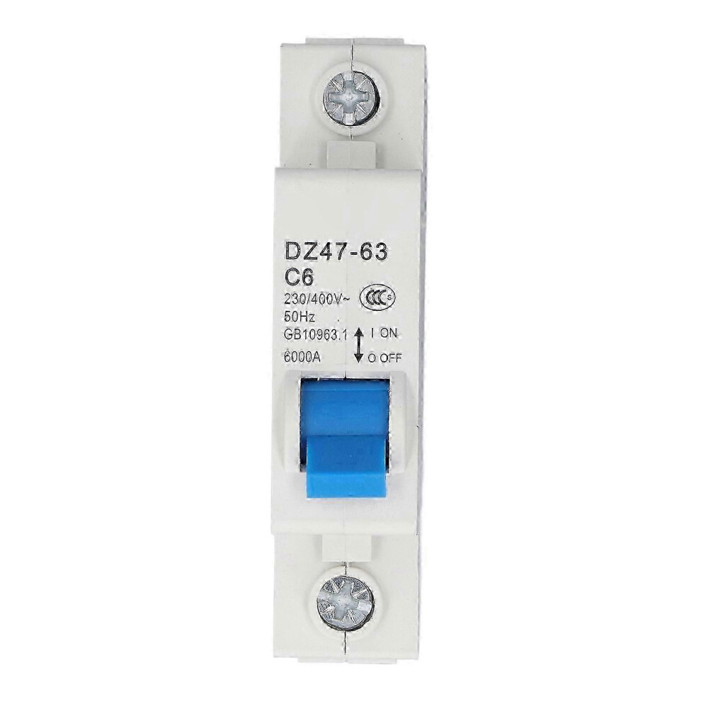 (As Show, One Size) Circuit Breaker Mini 1P Mcb Din Rail Mount 6000A Breaking Capacity 230V 400V 6A For Home 4632480832510