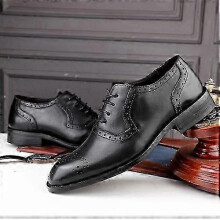 (35, Gray) Male Autumn Top-grain Leather Pointed Business Dress Shoes