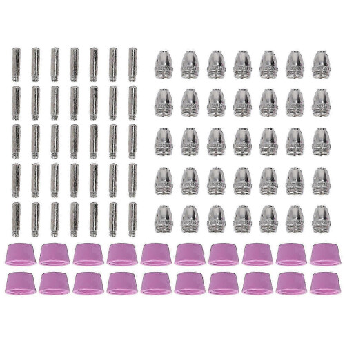 (As show, One size) 90Pcs Plasma Cutter Torch Consumables Kit Electrode Nozzles Cups Copper Ceramic Replacement
